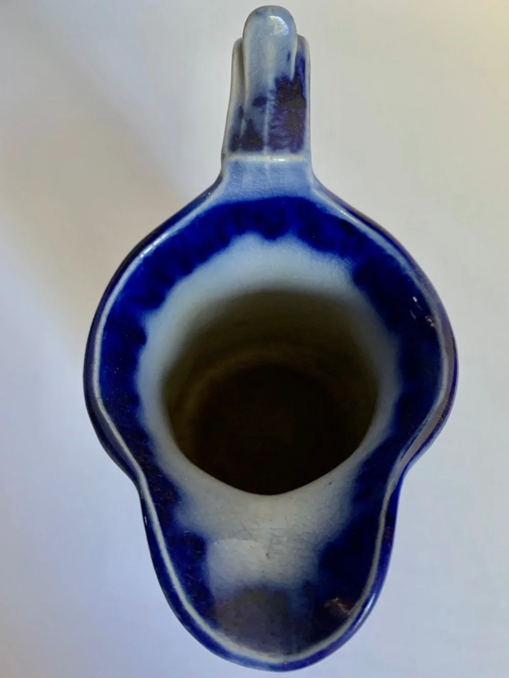 Antique Flow Blue Scinde Creamer Ironstone Pitcher 1840s Blue White Transferware